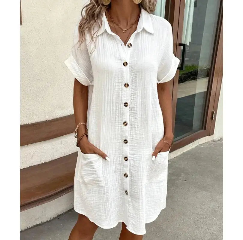 LUNARY™ Cotton Button Dress