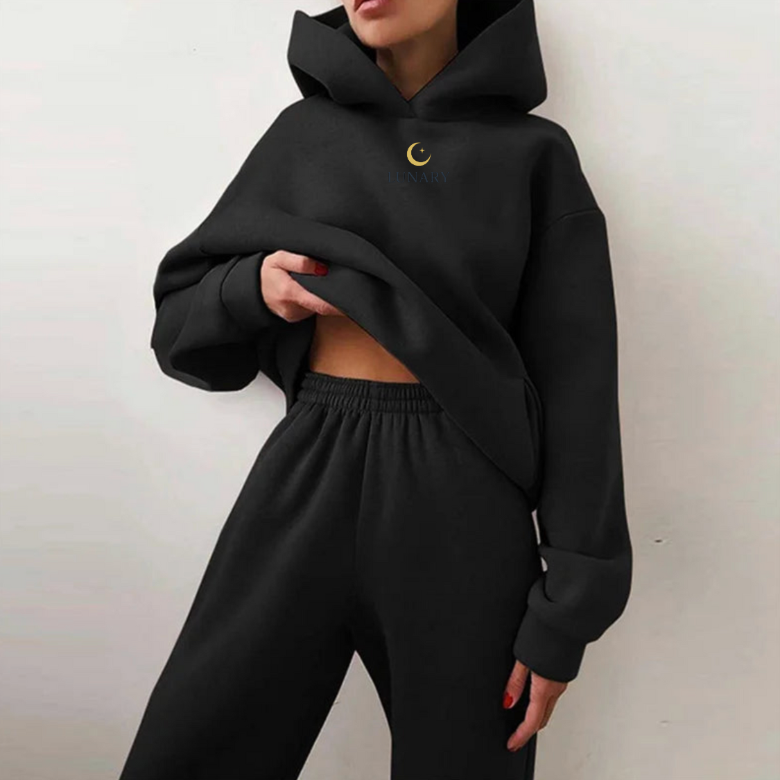 LUNARY “Soft Phase” Oversized Tracksuit – Moonlight Beige