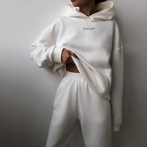 LUNARY “Soft Phase” Oversized Tracksuit – Moonlight Beige