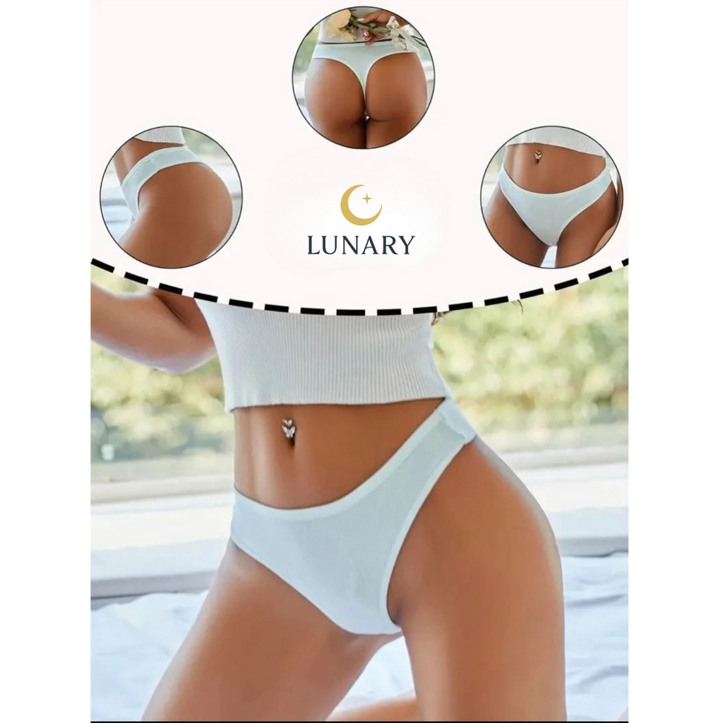 LUNARY™ Ribbed Cotton Thong Set – 6pcs