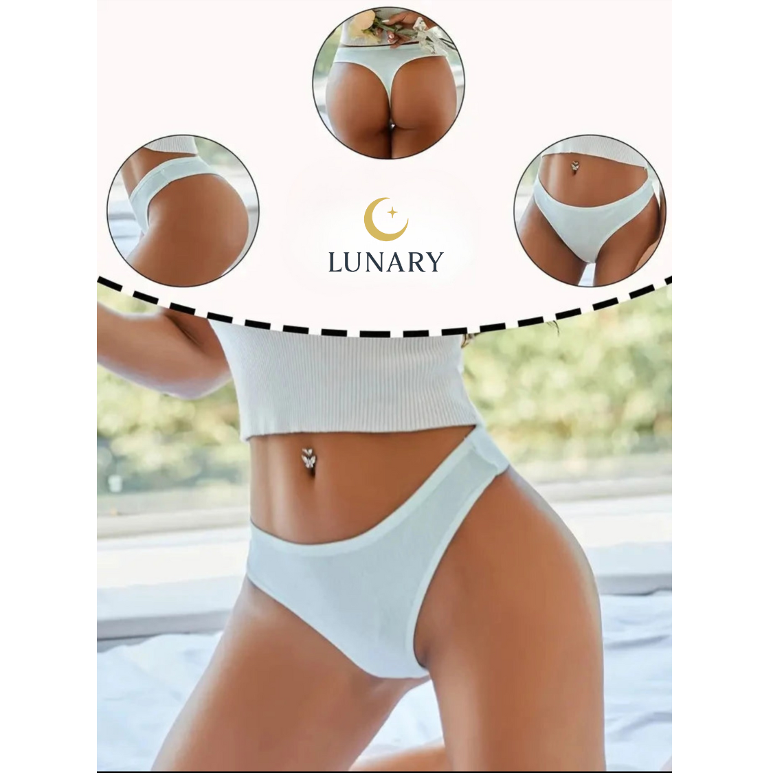 LUNARY™ Ribbed Cotton Thong Set – 6pcs